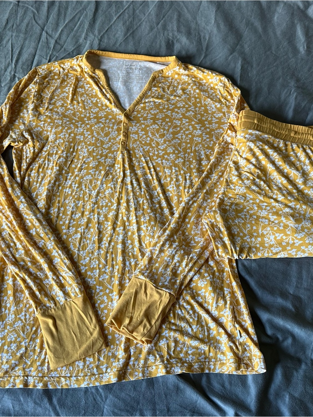 Little Sleepies Yellow Floral Henley Top and Jogger Set